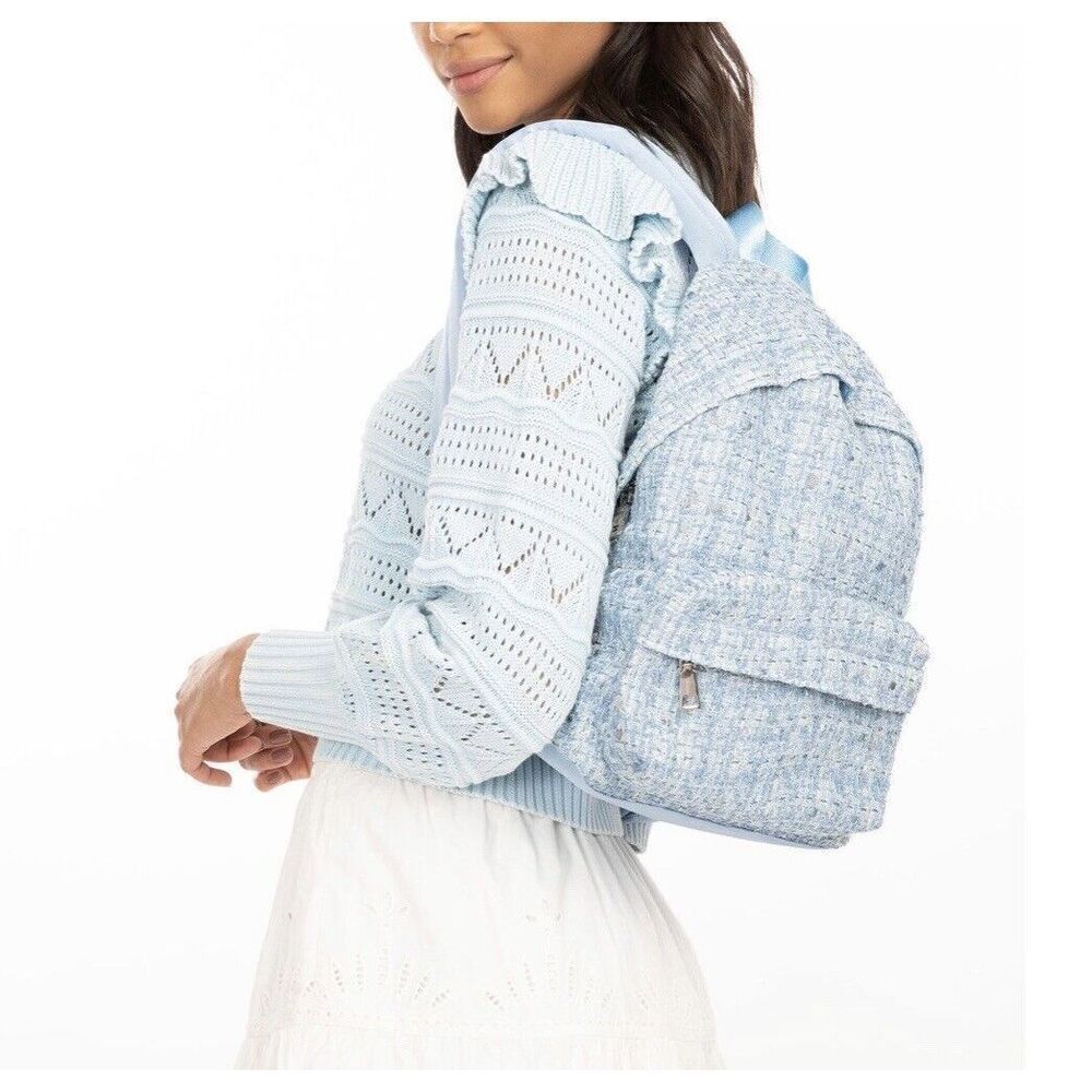 GENERATION LOVE Backpack Tweed Light Blue Gray Eden NEW Sequins Metallic